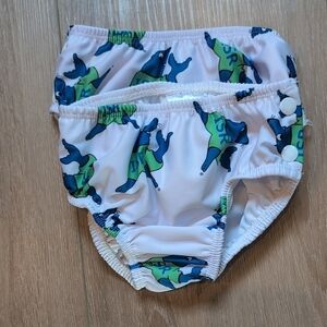 Kids Dinosaur Swim Diaper Cover - Blue and Green